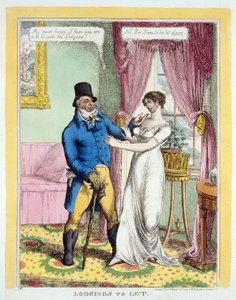 Logements à louer, pub. 1814 (gravure en couleur)