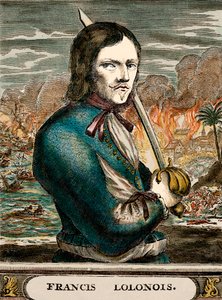 Lolonois le boucanier (gravure coloriée) - English School