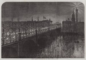 Pont de Londres illuminé la nuit du 10 (gravure) - English School