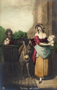 Marchand londonien vendant des navets et des carottes - English School