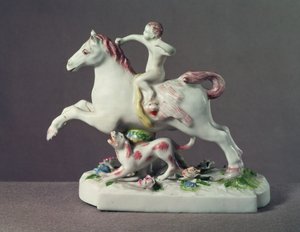 Figure de Cupidon chevauchant un cheval, Longton Hall, vers 1755 - English School