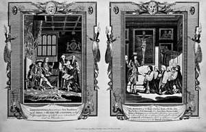 Lord Cromwell présente la bible à Henri VIII et les évêques présentent une pétition à Jacques II en 1688, de 