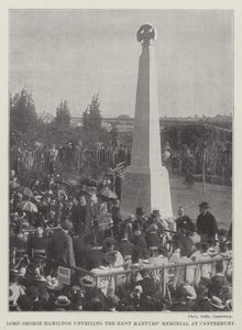 Lord George Hamilton dévoilant le Mémorial des Martyrs du Kent à Canterbury (gravure) - English School