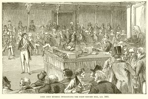 Lord John Russell introduisant le premier projet de loi de réforme, A.D. 1831 - English School