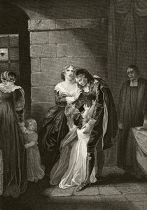Lord William Russell faisant ses adieux à sa famille avant son exécution le 21 juillet 1683, extrait de "The National and Domestic History of England" par William Hickman Smith Aubrey (1858-1916) publié à Londres, vers 1890 (lithographie). - English School