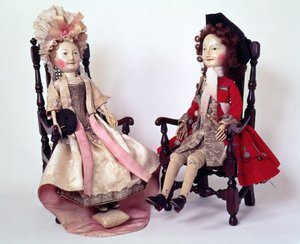 Lord et Lady Clapham, poupées en bois fabriquées à l