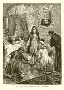 Louis XIV rend visite à Jacques II sur son lit de mort - English School