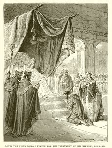 Louis le Pieux faisant pénitence pour le traitement de son neveu, Bernard - English School