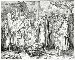 Luther brûle la bulle du pape en 1520, 1882 - English School
