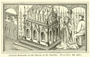 Lydgate agenouillé au sanctuaire de Saint Edmund