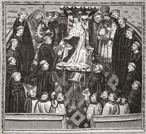 Lydgate présentant son livre au roi Henri V, de 