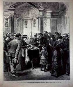 En état de repos, le corps de Lord Frederick Cavendish (1836-82) dans la chapelle familiale, Chatsworth, de The Illustrated London News, 20 mai 1882 - English School