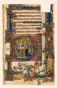Saül envoyant Doeg tuer les prêtres de Nob, initiale historiée du Psautier de Macclesfield, Usage de Sarum, East Anglia, vers 1330 - English School
