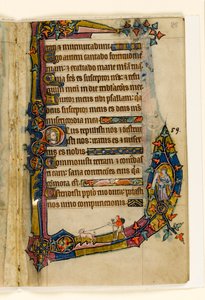 Un pénitent avec un chien, décoration marginale du Psautier de Macclesfield, Usage de Sarum, East Anglia, vers 1330 - English School