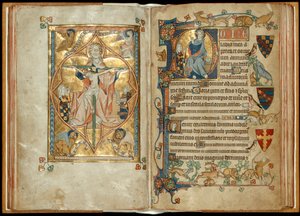 Le Trône de Miséricorde avec des patrons, Christ bénissant avec un patron, c.1314-30 - English School