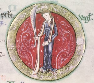MS Hunter 229 f.4v Vierge, du Psautier Hunterian, c.1170 (détail) - English School