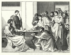 Chrétiens macédoniens offrant leurs dons à Paul, II Corinthiens VIII - English School