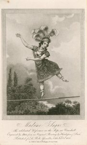 Madame Saqui, la célèbre funambule aux jardins de Vauxhall, Londres - English School