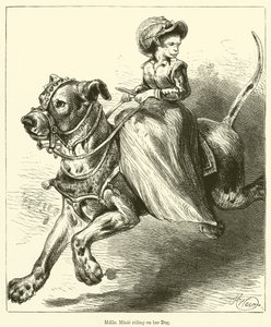Mademoiselle Minie chevauchant son chien - English School