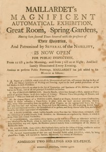 Exposition automatique magnifique de Maillardet, Grande Salle, Spring Gardens, Londres - English School