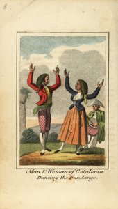 Homme et femme de Catalogne dansant le fandango - English School
