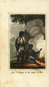 Homme et femme de la Terre de Feu ou Tierra del Fuego - English School