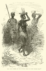 Homme et femme de la tribu Nuehr sur le Nil Blanc - English School