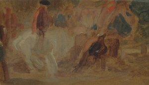 Homme sur un cheval blanc précédemment attribué à J.M.W. Turner (1775-1851) et aussi attribué à Peter de Wint (1784-1849)