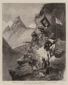 Manœuvres dans les Alpes, à la frontière franco-italienne (gravure) - English School