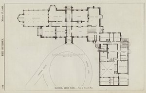 Manoir, Leigh Park, Plan du Rez-de-Chaussée (gravure) - English School