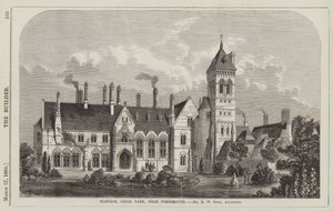 Manoir, Leigh Park, près de Portsmouth, M. R W Drew, Architecte (gravure) - English School