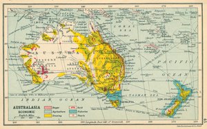 Carte : Australasie, économique (litho couleur) von English School
