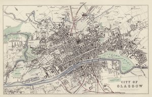 Carte : Ville de Glasgow, dessinée et gravée par G H Swanston, Édimbourg - English School