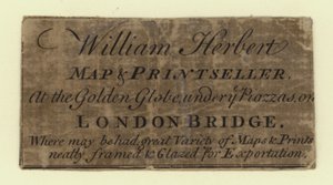 Libraire et imprimeur de cartes, William Herbert, carte de visite - English School