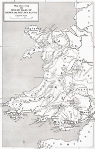 Carte illustrant les guerres galloises de Guillaume le Roux et Henri Ier, de 