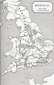 Carte de la Grande-Bretagne en 792, de Les Trois Royaumes 685 à 828 dans 