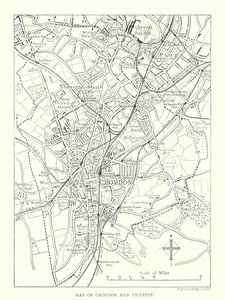 Carte de Croydon et de ses environs (gravure) - English School
