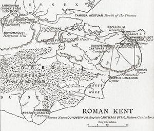 Carte du Kent romain, Angleterre, de 