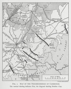 Carte des environs de Cambridge (gravure) - English School