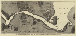 Carte de la rivière Niagara depuis les chutes jusqu