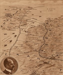 Carte montrant la portée des canons allemands atteignant l