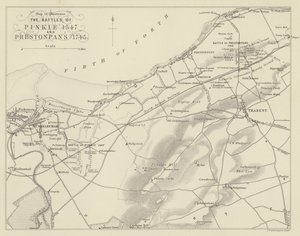 Carte pour illustrer les batailles de Pinkie 1547 et Prestonpans 1745 - English School