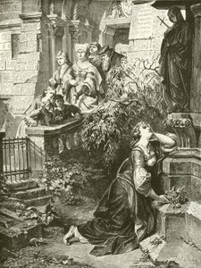 Marguerite devant la Mater Dolorosa (gravure) - English School