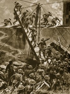 Marins et matelots surgissant dans les passerelles du H.M.S Vindictive, 1914-19 - English School