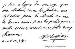 Marquis de Montesquieu - English School