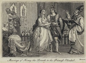 Mariage de Henri VII avec la princesse Élisabeth (gravure) - English School