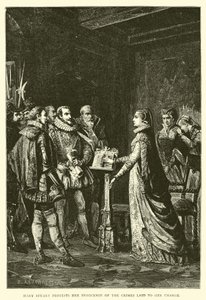 Marie Stuart proteste de son innocence des crimes qui lui sont reprochés - English School