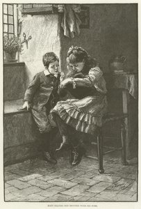 Mary aidant son frère avec ses devoirs - English School