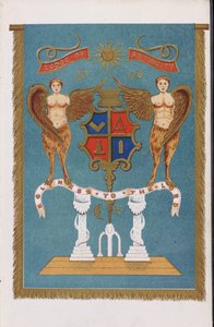 Emblème de la loge maçonnique montrant un blason avec des anges - English School