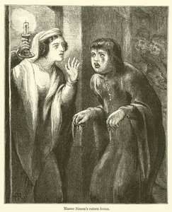 Le retour à la maison de Maître Simon (gravure) - English School